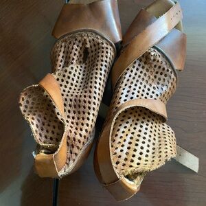 Free People Brown Peep Toe Heels